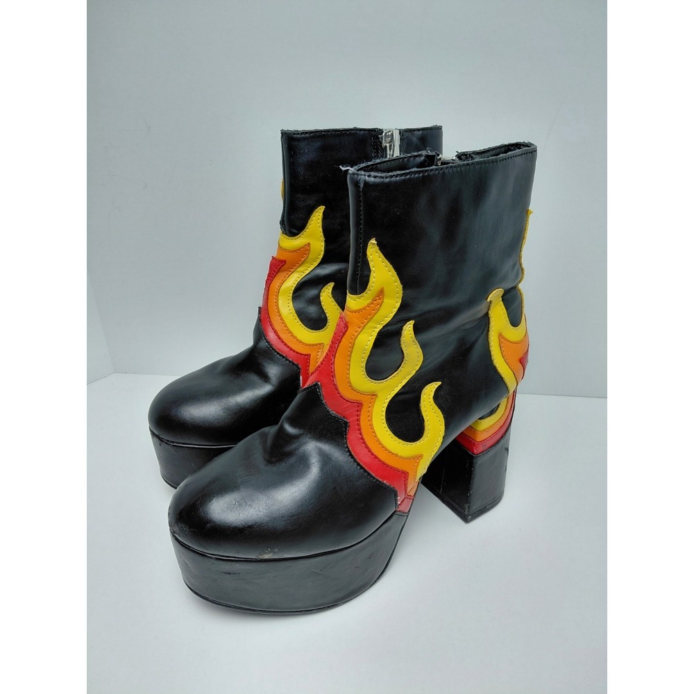 Current Mood Dolls Kill Burner boots Size 6M platform flames fire goth emo rave
